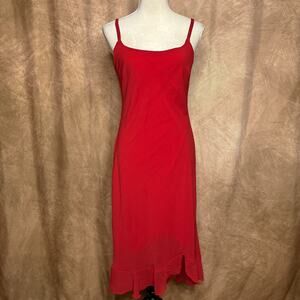 Vintage 90s Believe in Yourself & You Can Do Anything Red Slip Dress Ruffled